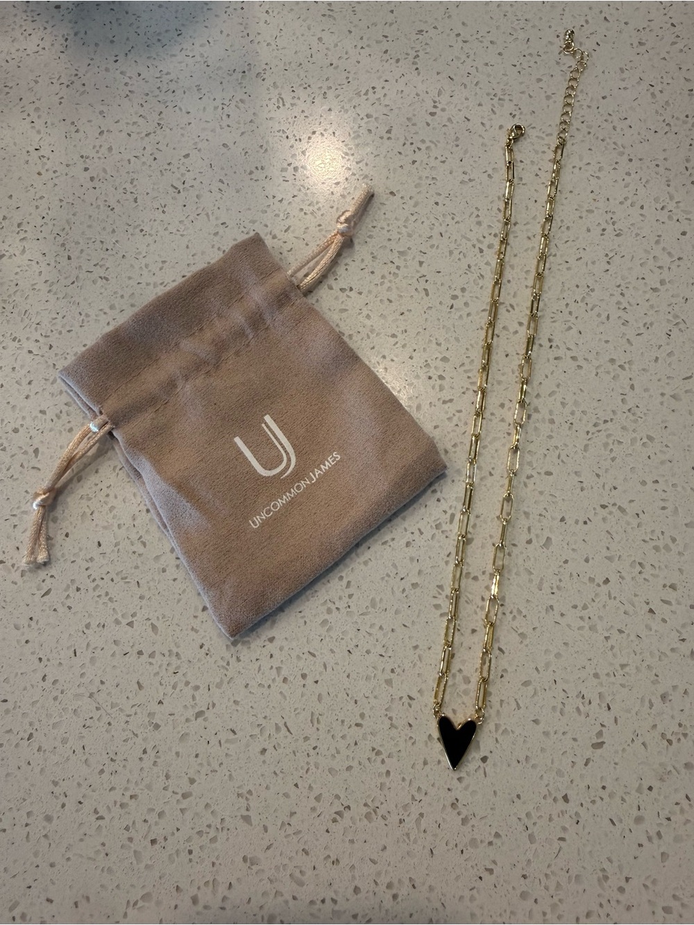 Uncommon James Gold Link Necklace with Blue Enamel Heart Pendant
